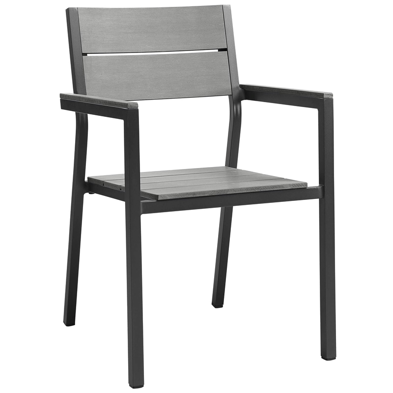 Maddie Home Patio Dining Armchair in Brown and Gray (Set of 2)