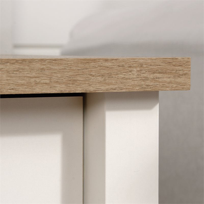 Maddie Home 1 Drawer Nightstand in Soft White and Lintel Oak
