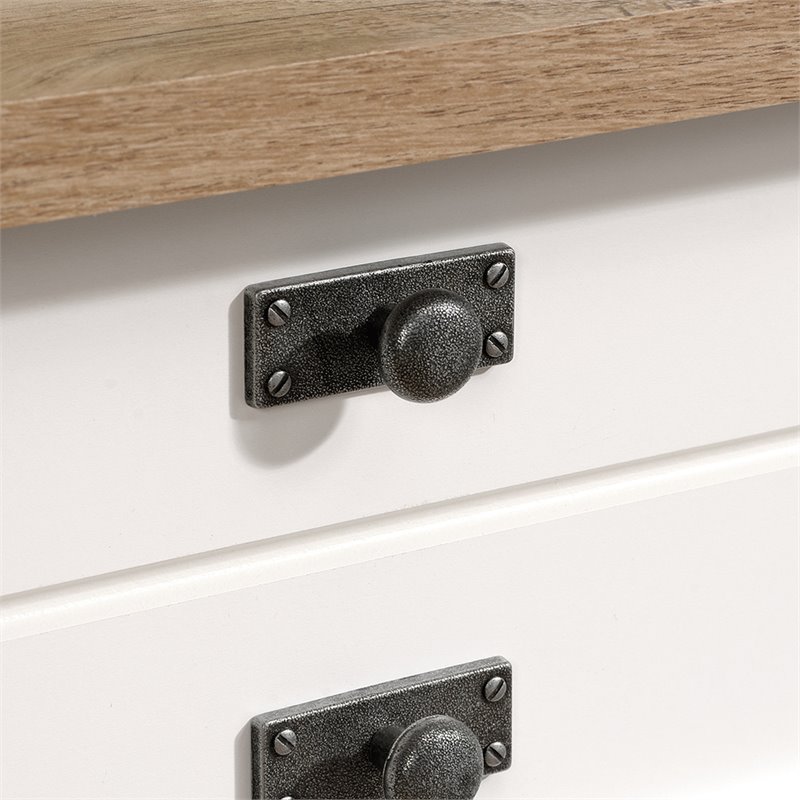 Maddie Home 1 Drawer Nightstand in Soft White and Lintel Oak