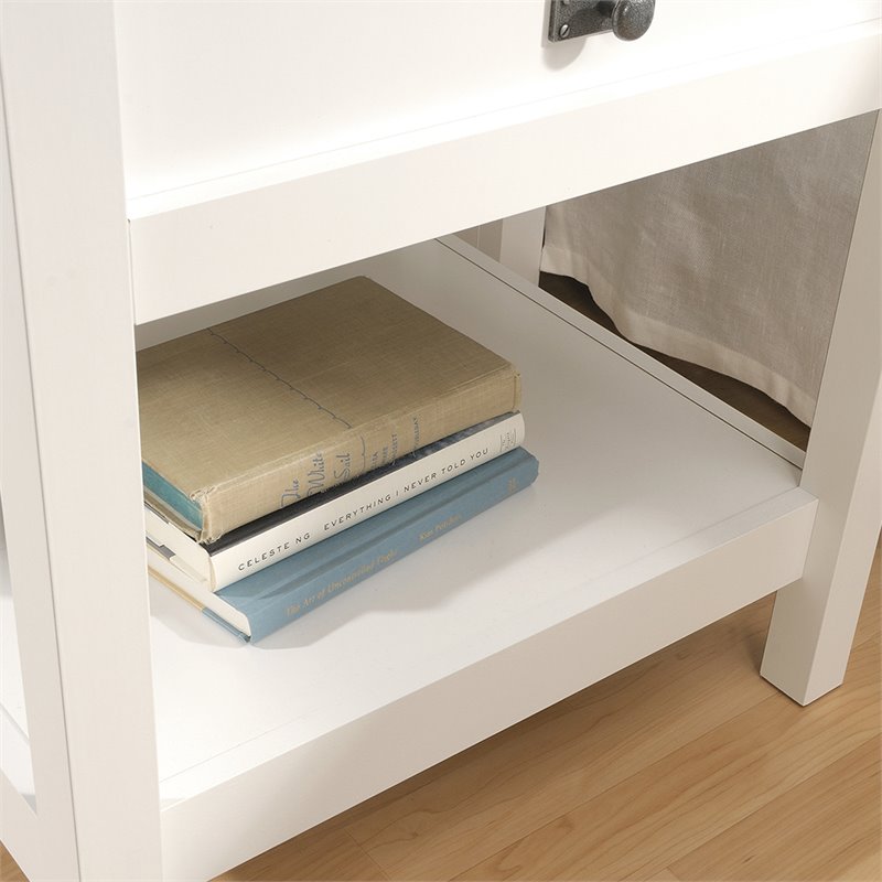 Maddie Home 1 Drawer Nightstand in Soft White and Lintel Oak