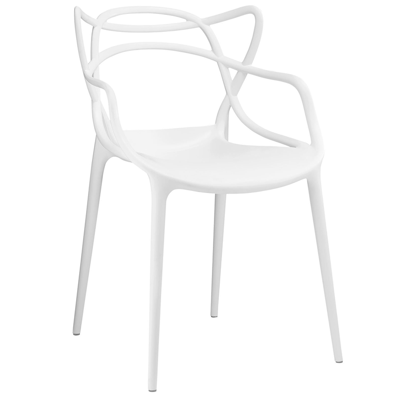 Maddie Home Plastic White Dining Arm Chair Modern 21
