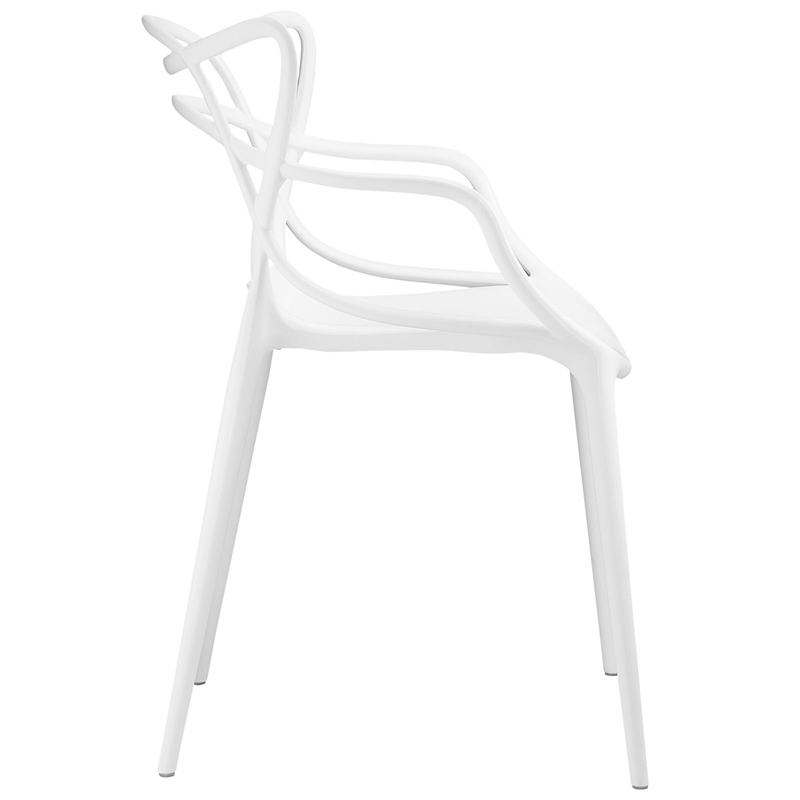Maddie Home Plastic White Dining Arm Chair Modern 21