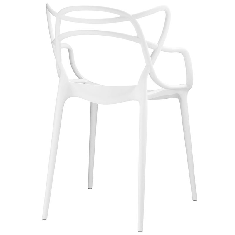 Maddie Home Plastic White Dining Arm Chair Modern 21