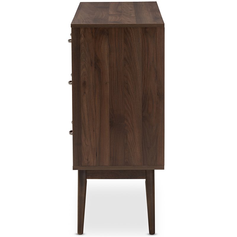 Maddie Home Particle Board Walnut Brown Double Dresser Rectangular 6 Drawers 45.75
