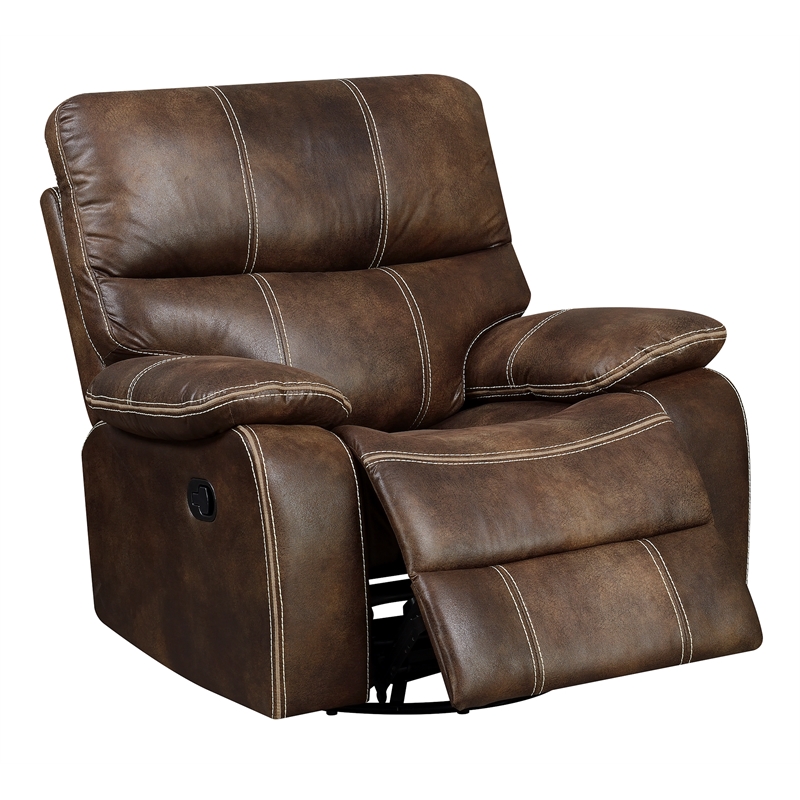 Wallace & Bay Hooper Contemporary Swivel Gliding Recliner in Brown