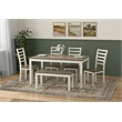 Wallace & Bay Farmhouse 6-Piece Dining Table Set with Bench in Brown/White