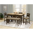 Brown Casual 6-Piece Gathering Height Table Set with Storage Drawers