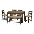 Brown Casual 6-Piece Gathering Height Table Set with Storage Drawers