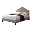 Gray Upholstered Full Bed with Nailhead Trim