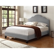 Gray Upholstered Full Bed with Nailhead Trim