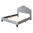 Gray Upholstered Full Bed with Nailhead Trim