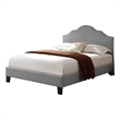 Gray Upholstered Full Bed with Nailhead Trim