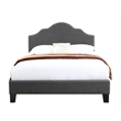 Gray Upholstered Cal King Bed with Nailhead Trim