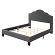 Gray Upholstered Cal King Bed with Nailhead Trim