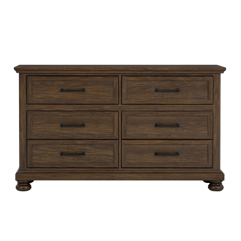 Wallace & Bay Brown Distressed Wood 6-Drawer Dresser