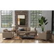 Brown Chenille Chair with Metal Sleigh Legs