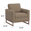 Brown Chenille Chair with Metal Sleigh Legs