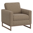 Brown Chenille Chair with Metal Sleigh Legs