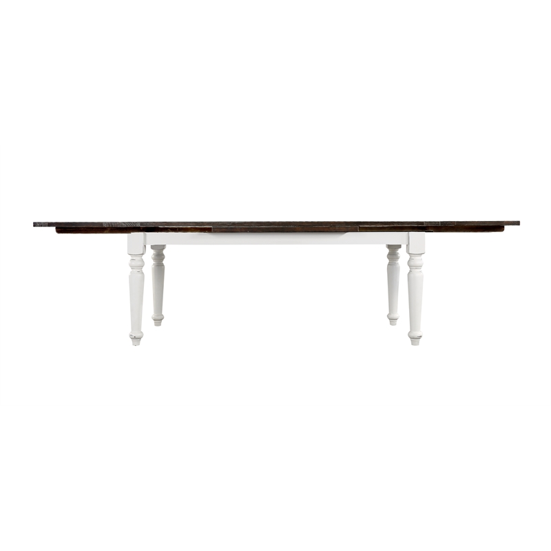 Brown and White Country Dining Table with Leaves