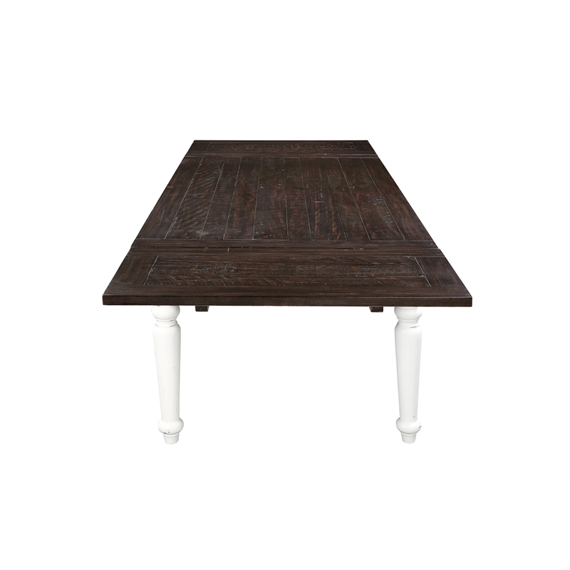 Brown and White Country Dining Table with Leaves