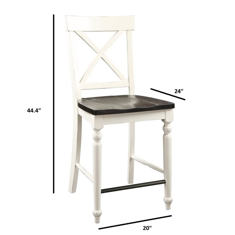 Brown and White Country Bar Stools (Set of 2)