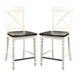 Brown and White Country Bar Stools (Set of 2)