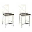 Brown and White Country Bar Stools (Set of 2)