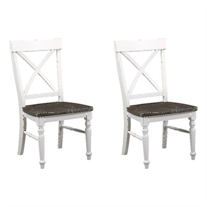 Brown and White Country Dining Chairs (Set of 2)