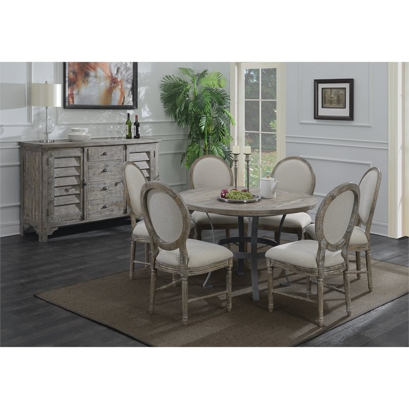 Wallace & Bay Beige Rustic Louvred Door Buffet