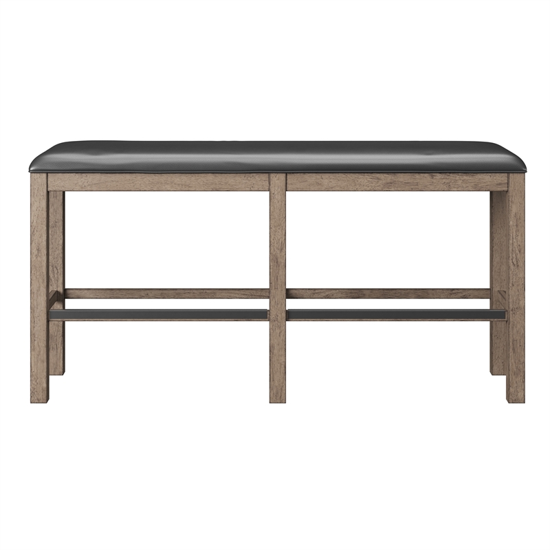 Brown Oak 60 Inch Wide Bar Height Bench
