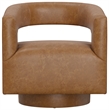 Brown Faux Leather Swivel Accent Chair