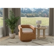 Brown Faux Leather Swivel Accent Chair