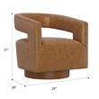Brown Faux Leather Swivel Accent Chair