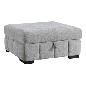 Gray Storage Ottoman withTufting and Hidden Storage