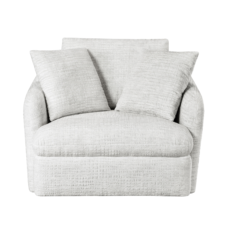 White Transitional Swivel Accent Chair