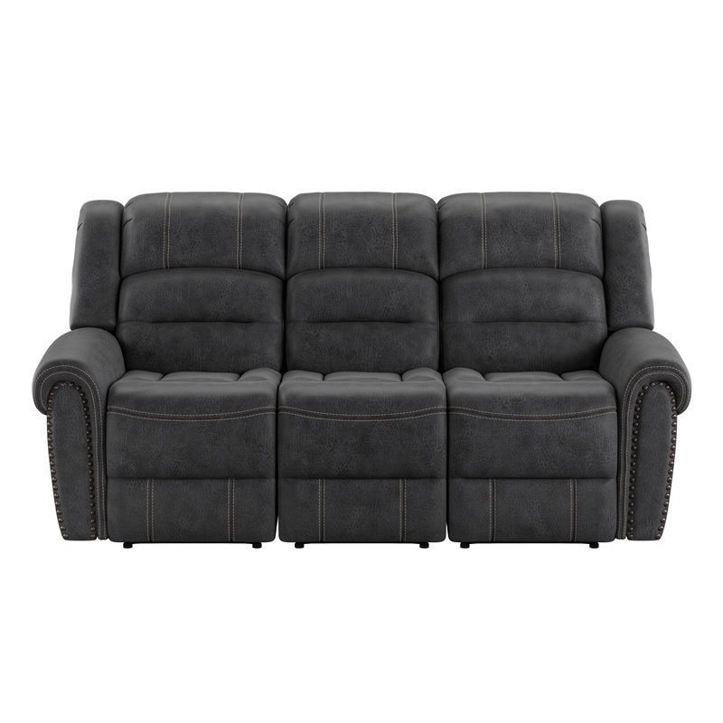 Gray Faux Leather Reclining Sofa