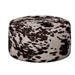 Brown Cow Print Velvet Round Cocktail Ottoman