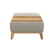 Gray Mid-Century Modern Storage Ottoman with Wood Base and Reversible Trays