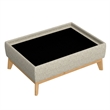 Gray Mid-Century Modern Storage Ottoman with Wood Base and Reversible Trays