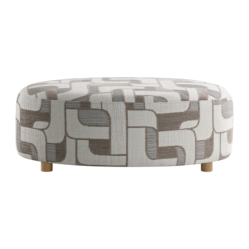Gray Midcentury Oval Ottoman 28