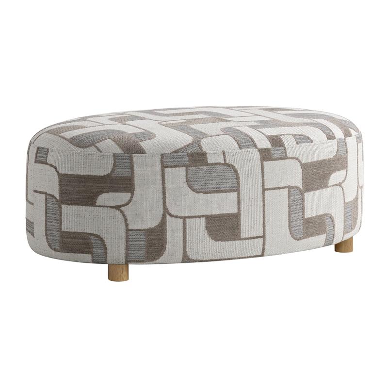 Gray Midcentury Oval Ottoman 28
