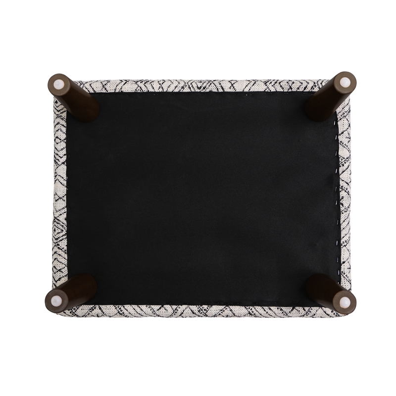 Black and White Mid-Century Corduroy Ottoman