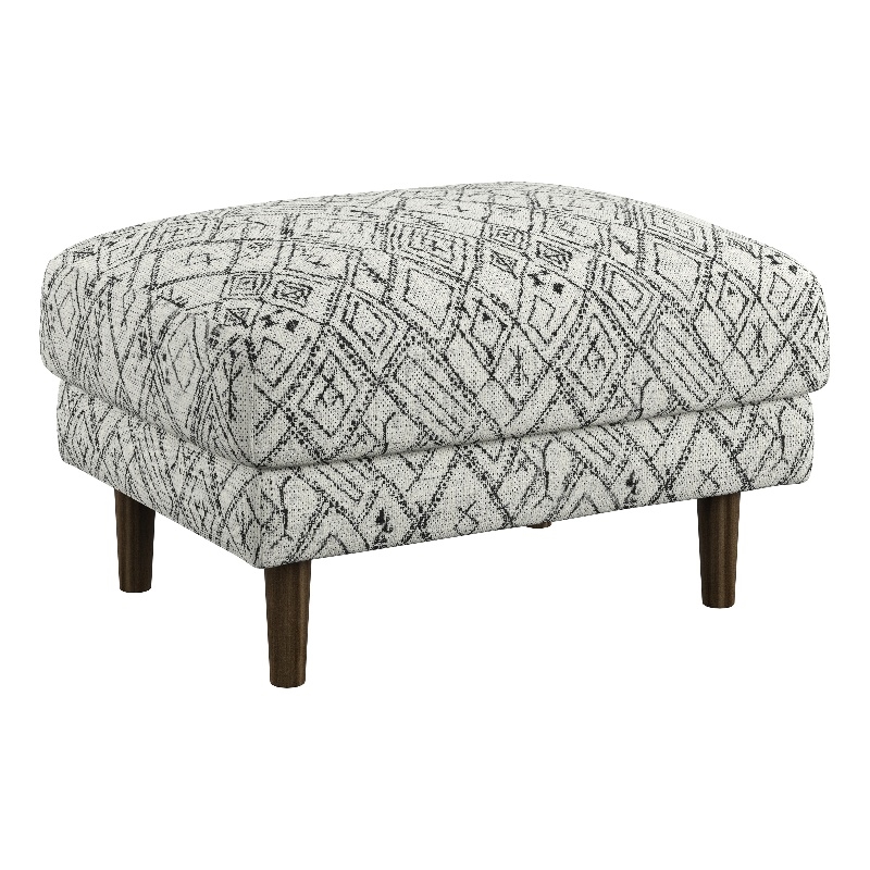 Black and White Mid-Century Corduroy Ottoman