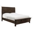 Brown Solid Wood King Sleigh Bed