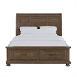 Brown Storage King Bed with Footboard Drawers