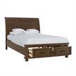 Brown Storage King Bed with Footboard Drawers