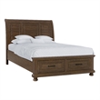 Brown Storage King Bed with Footboard Drawers
