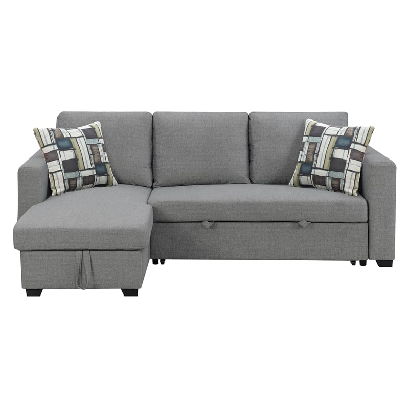Wallace & Bay Pop-Up Sleeper Sectional with Storage Chaise in Gray