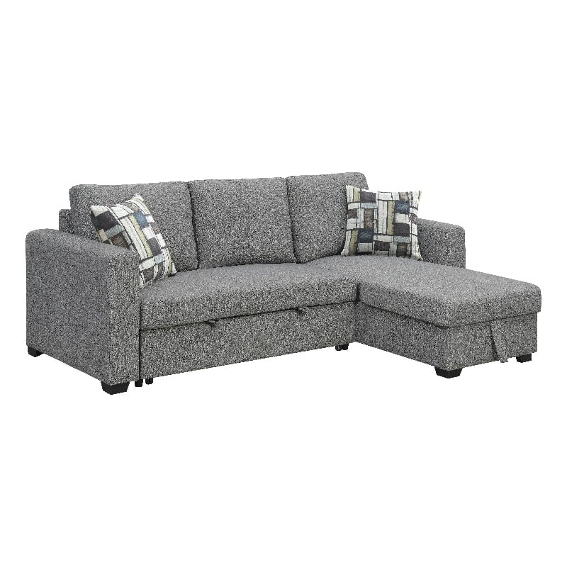 Wallace & Bay Pop-Up Sleeper Sectional with Storage Chaise in Gray