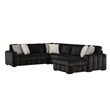 Black Pop-Up Sleeper Sectional Sofa with Storage Chaise and Ottoman